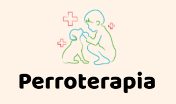 Logo de perroterapia: un niño acariciando a un perro